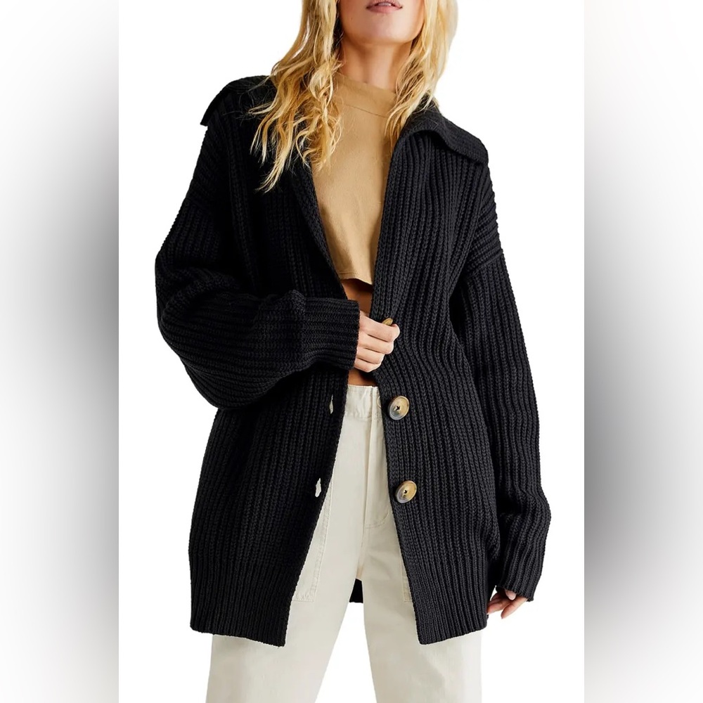 Free People Black Knit Cardigan
